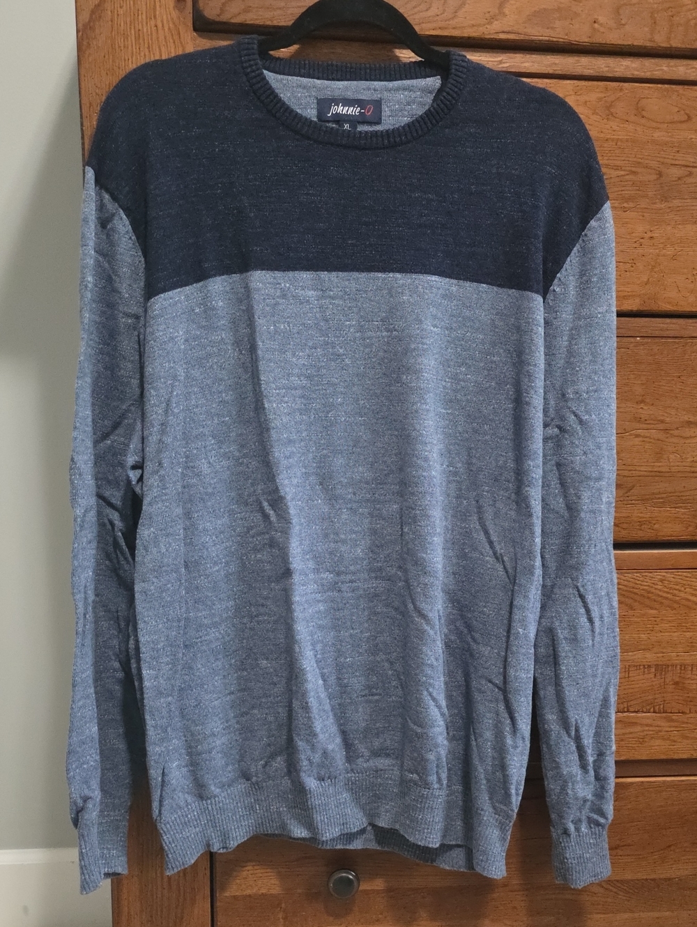 johnnie-O Men's Two-Tone Crewneck Sweater in Navy and Heather Gray